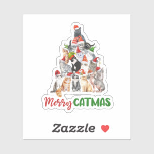 Pegatina Árbol de Navidad Gato Amante de Gatos Navidad