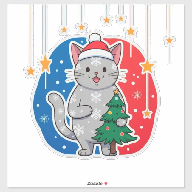 Pegatina 🎄 Árbol de Navidad para Gatos para Amantes de los (Hoja)