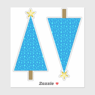 Pegatina Árbol de Navidad Retro Moderno Estrellas Azules