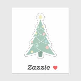 Pegatina Árbol de Navidad Retro Pastel Moderno de Mitad de