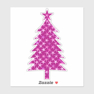 Pegatina Árbol de navidad rosa Fuchsia profundo con estrell