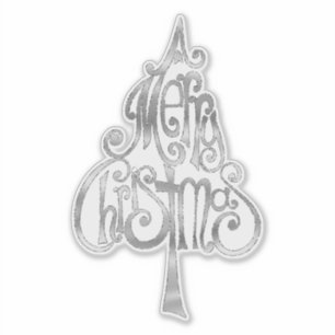 Pegatina Árbol de Navidad Silver Sparkle Merry