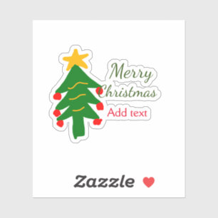 Pegatina Árbol de navidad verde rojo alegre nombre de agreg