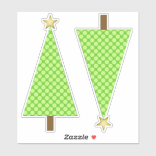 Pegatina Árbol moderno de Navidad con polka verde limón