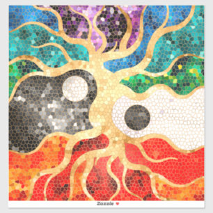 Pegatina Árbol mosaico de la vida - Yin Yang