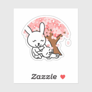 Pegatina Árbol Sakura Cute Kawaii conejo Pareja 