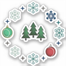 Árboles de Navidad y copos de nieve festivos