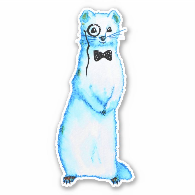 Pegatina Arca blanca Ermine Cute Mustelid Ferret Lover Art (Anverso)