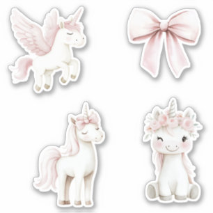 Pegatina Arco de flores de unicornios rosas
