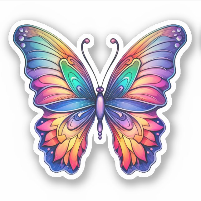 Pegatina Arcoiris Abstract Butterfly acuarela (Anverso)