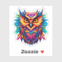 Pegatina Arcoiris Abstract Owl Colorful Watercolor Artwork