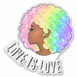 Pegatina arcoíris afro LGBTQ el amor es amor orgullo chica 