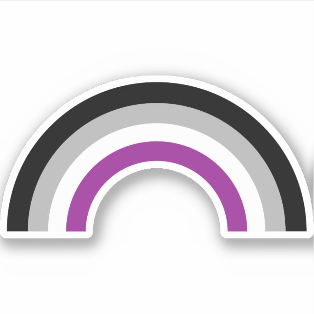 Pegatina Arcoiris con bandera del orgullo asexual (Anverso)