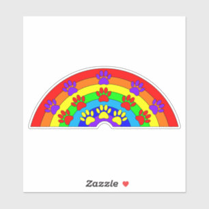 Pegatina Arcoiris con pinturas de perros