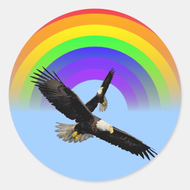 Pegatina arcoiris de águila calva estadounidense (Anverso)