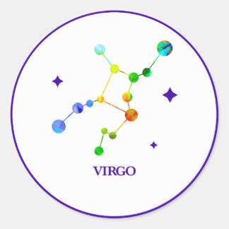 Pegatina Arcoiris de Virgo Zodiaco Blanco
