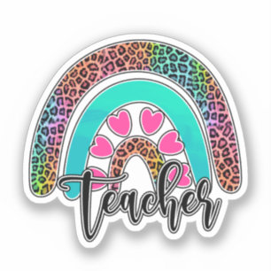 Pegatina Arcoiris del profesor - Colorida impresión de leop