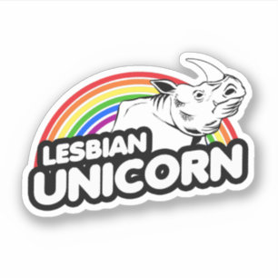 Pegatina Arcoiris lesbiana unicornio