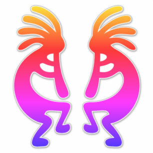 Pegatina Arcoiris Ombre Kokopelli Silhouette