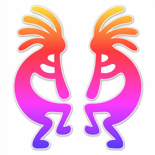 Pegatina Arcoiris Ombre Kokopelli Silhouette (Anverso)