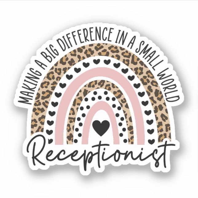 Pegatina Arcoiris Recepcionista, Regalo Para Recepcionista (Anverso)