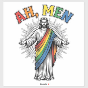Pegatina Arcoíris Religioso Vintage Ah Hombres