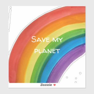 Pegatina ARCOÍRIS Salva mi planeta (personalizable)