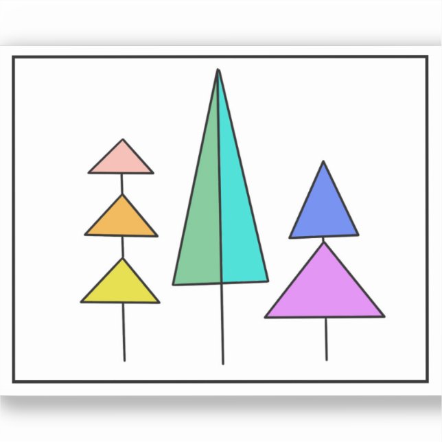 Pegatina arcoíris triángulos modernos árboles diseño simple (Anverso)