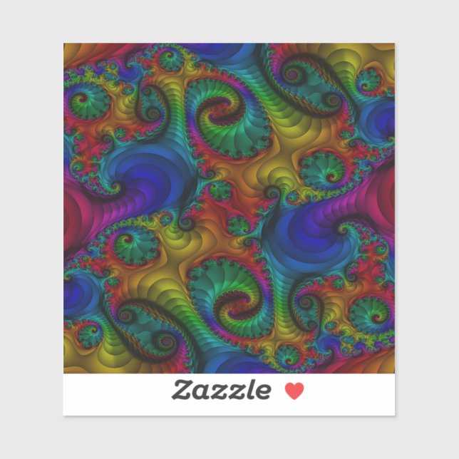 Pegatina Arcoiris trippy con síquice fractal (Hoja)