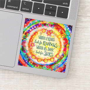 Pegatina Arcoiris y estrellas vacías citan la inespirituali