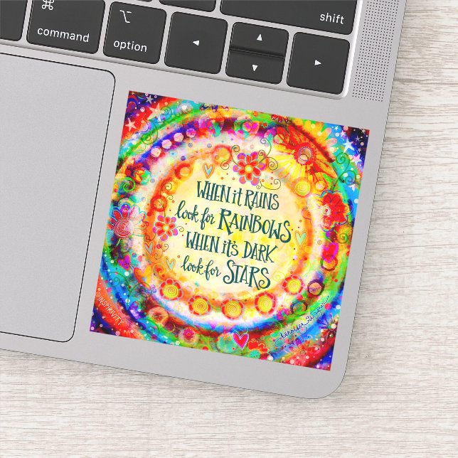 Pegatina Arcoiris y estrellas vacías citan la inespirituali (Detalle)