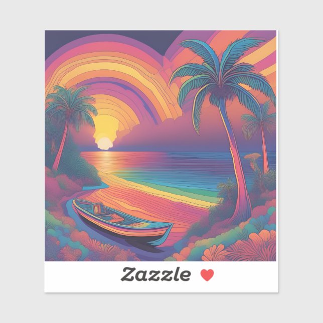 Pegatina Arcos de lluvia en el caribe (Hoja)