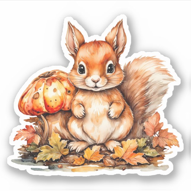 Pegatina Ardilla acuática para bebés, champiñones y maíz (Anverso)