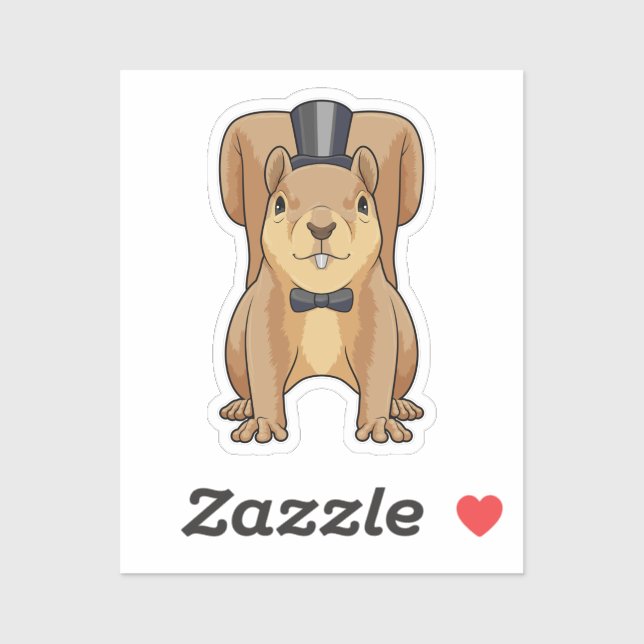 Pegatina Ardilla como novio con traje (Hoja)