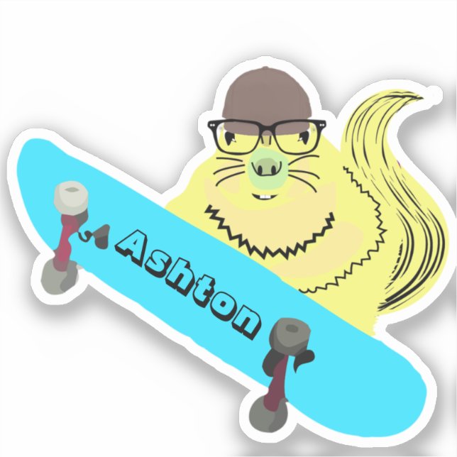 Pegatina Ardilla de nombre personalizada #1006 (Anverso)