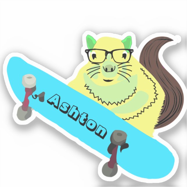 Pegatina Ardilla de nombre personalizada #1019 (Anverso)