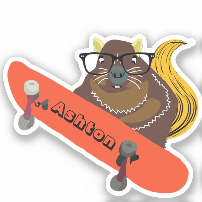 Pegatina Ardilla de nombre personalizada #1033 (Anverso)