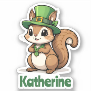Pegatina ardilla personalizada del Día de San Patricio