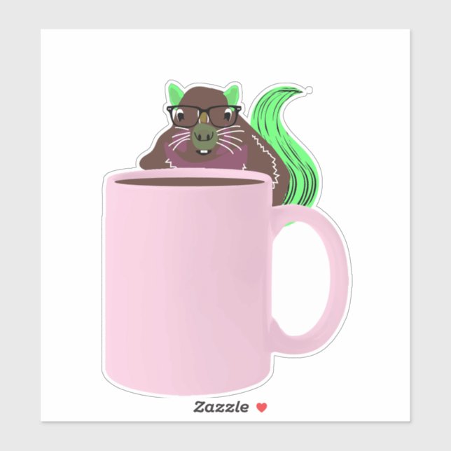 Pegatina ardilla traviesa #739 (Hoja)