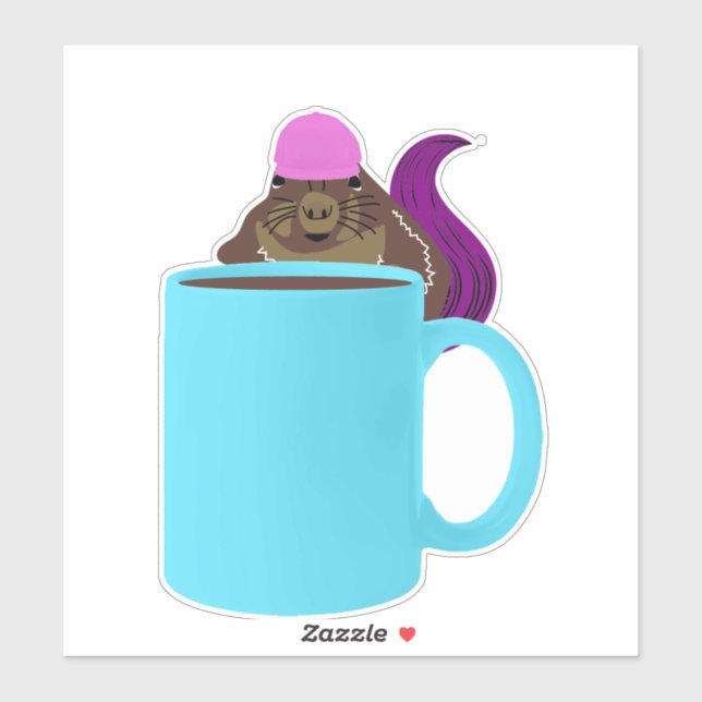 Pegatina ardilla traviesa #853 (Hoja)