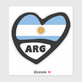 Pegatina Argentina Código de país Bandera Corazón ARG
