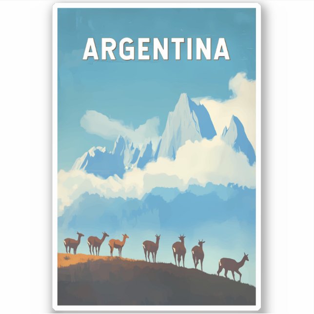 Pegatina Argentina Ilustracion Viaje de arte (Anverso)