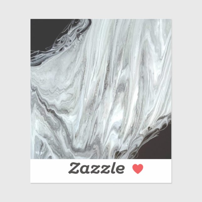 Pegatina Argentum Abstract Silver Gray Black Fluid Art (Hoja)