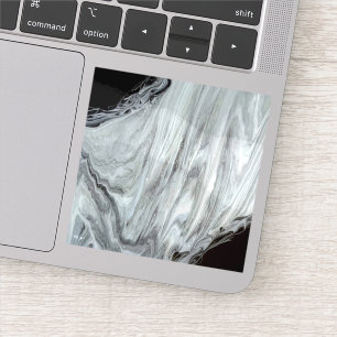 Pegatina Argentum Abstracto Plateado Gris Negro Arte Fluido