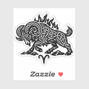 Pegatina Aries Fuego‑Carnero – Zodiaco de Tinta Embrujada C