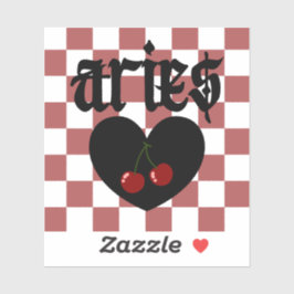 Pegatina Aries Gothic Aesthetic Checkered Cherry Art