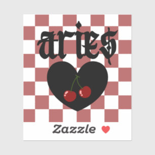 Pegatina Aries Gothic Aesthetic Checkered Cherry Art