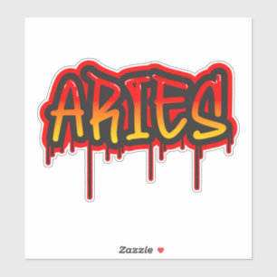 Pegatina ARIES Signo de Fuego Arte de Palabras que Gotean P