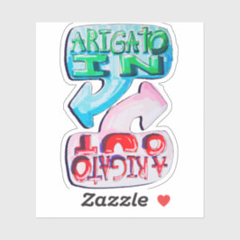 Pegatina Arigato In, Arigato Out