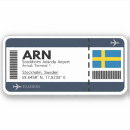 Pegatina ARN Stockholm Boarding Pass - Suecia Travel